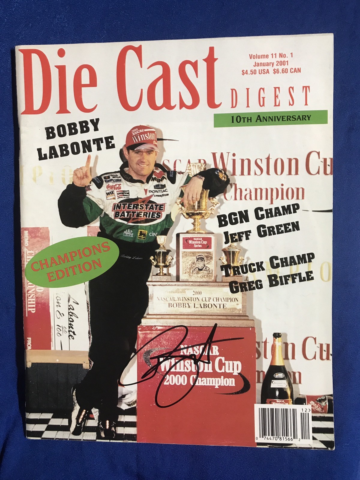 Autographed Bobby Labonte Signed Magazine NASCAR