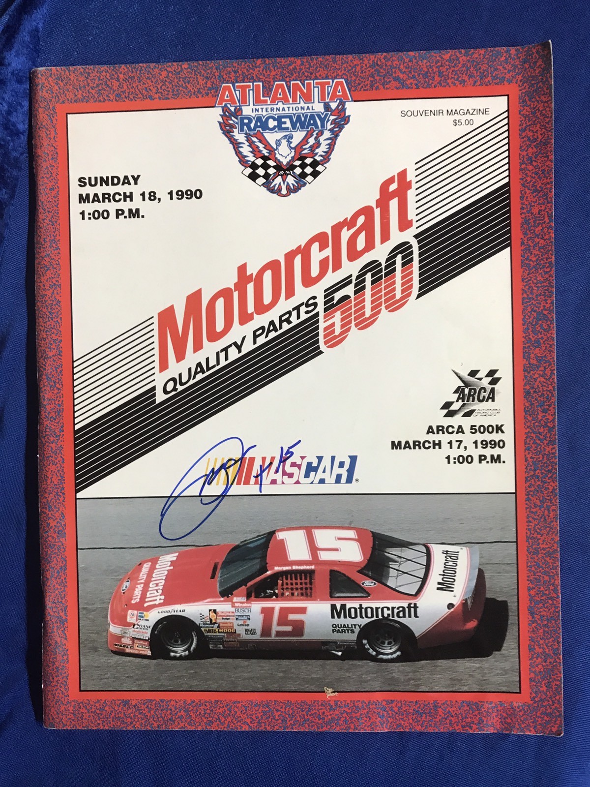 Autographed Morgan Shepherd Signed Magazine NASCAR Program