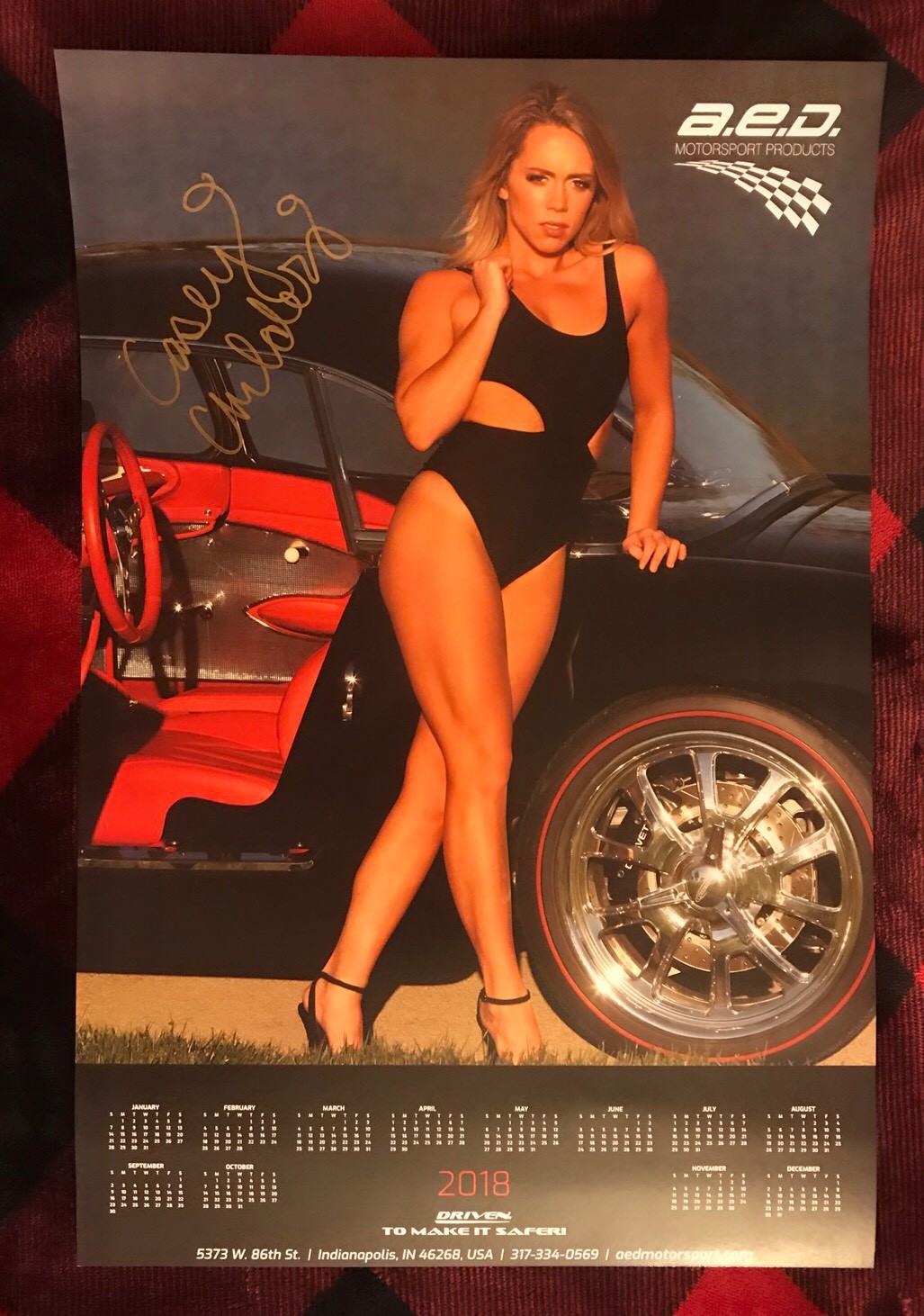 A.E.D. Motor Sports 2018 Calendar Signed By Beautiful Hot Model