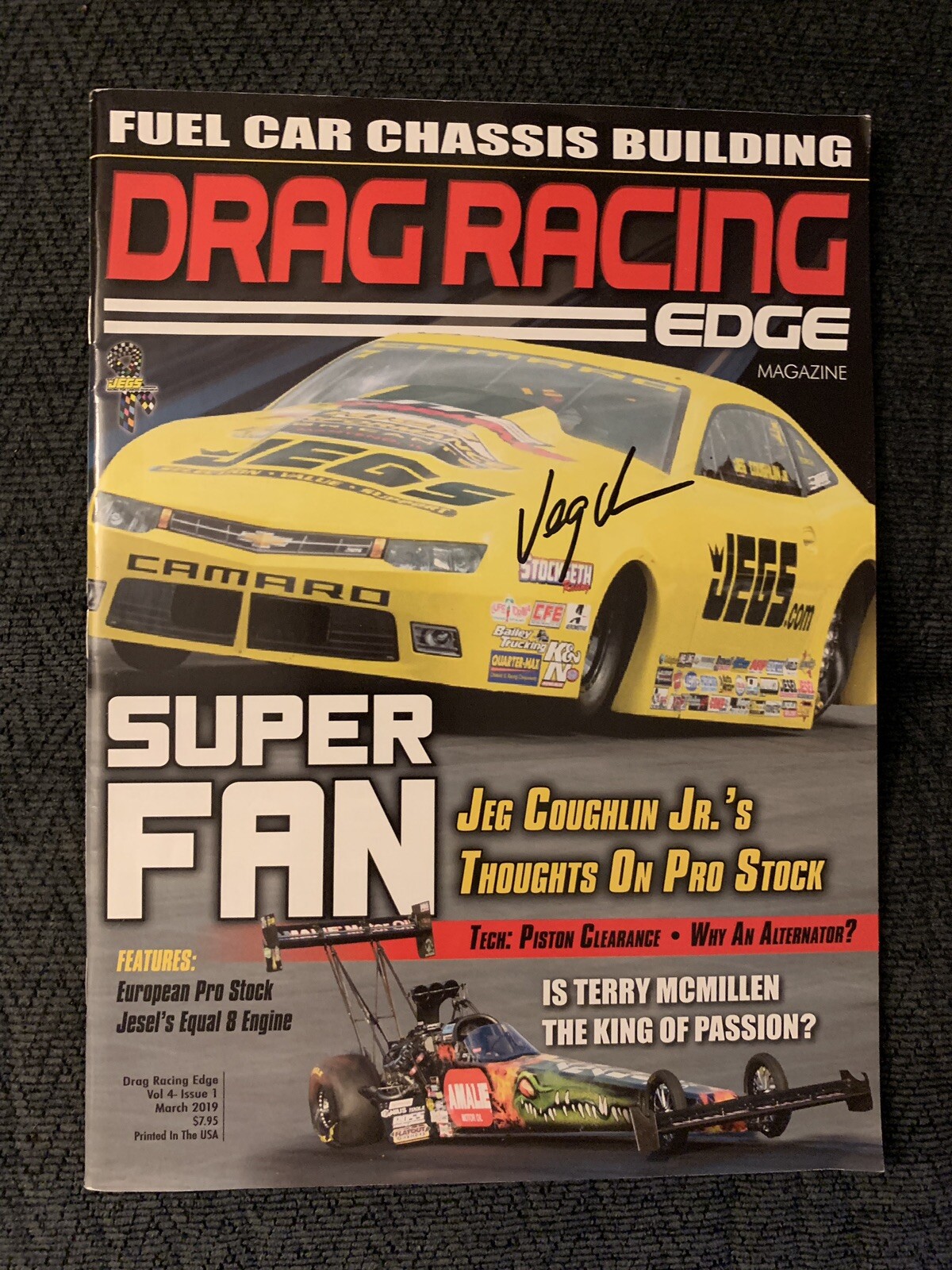 Jeg Coughlin Jr Signed NHRA Magazine Autographed Drag Racing Legend