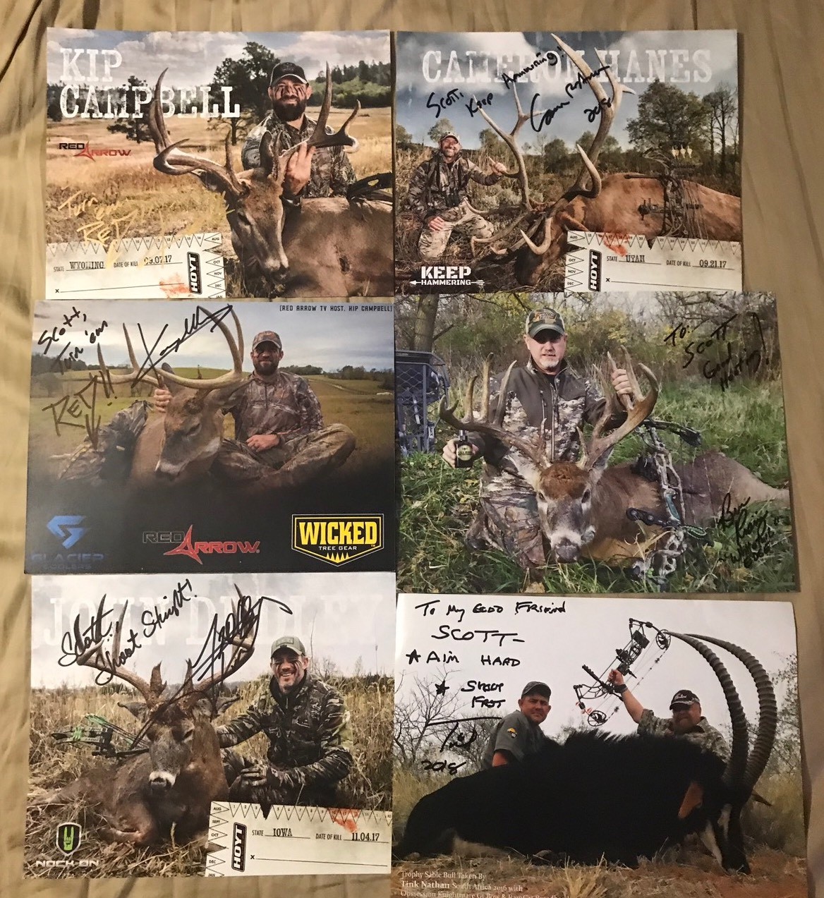 Signed Outdoorsman Lot Of 7’Autographed Hunter Hunting Legends Promo Cards