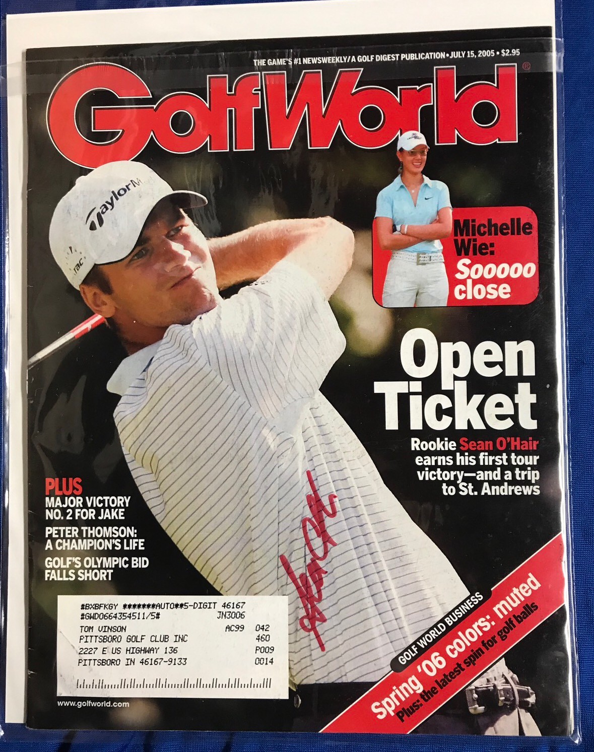 Sean O'Hair Autographed Magazine Signed PGA Golf Autographed