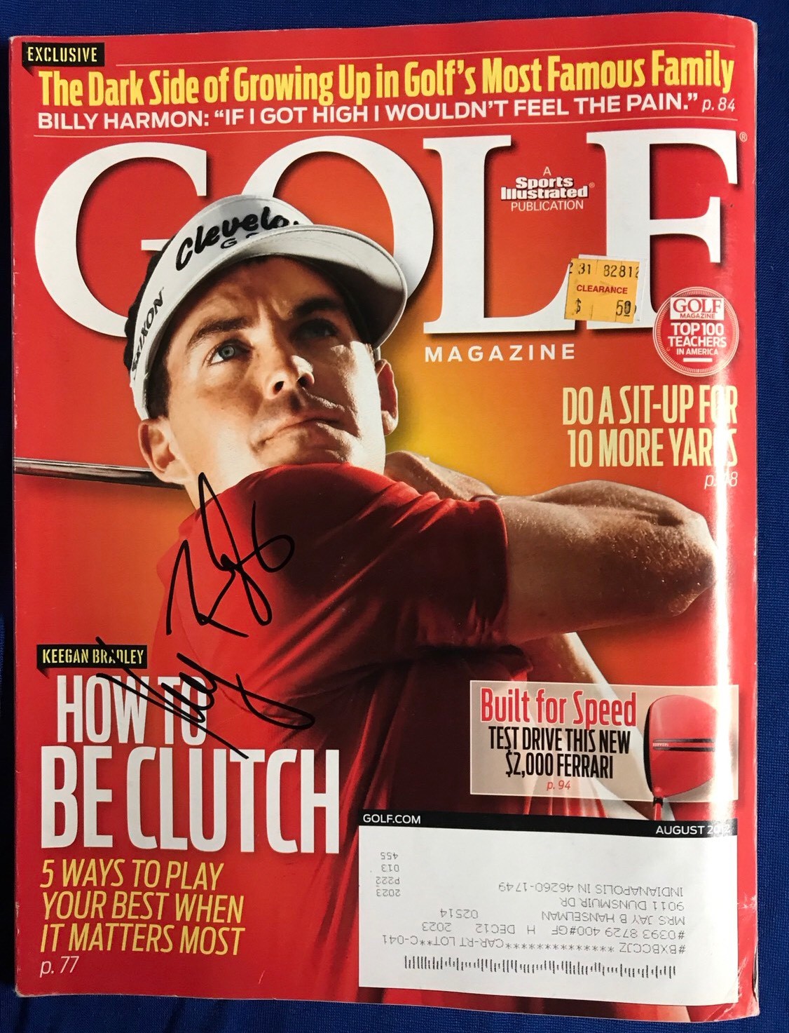 Keegan Bradley Autographed Magazine Signed PGA Golf Autographed Pricing Sticker