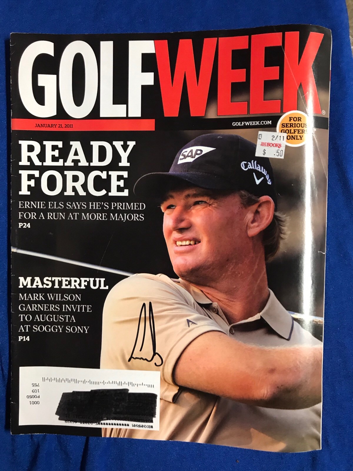 Ernie Els Autographed Magazine Signed PGA Golf Autographed Pricing Sticker