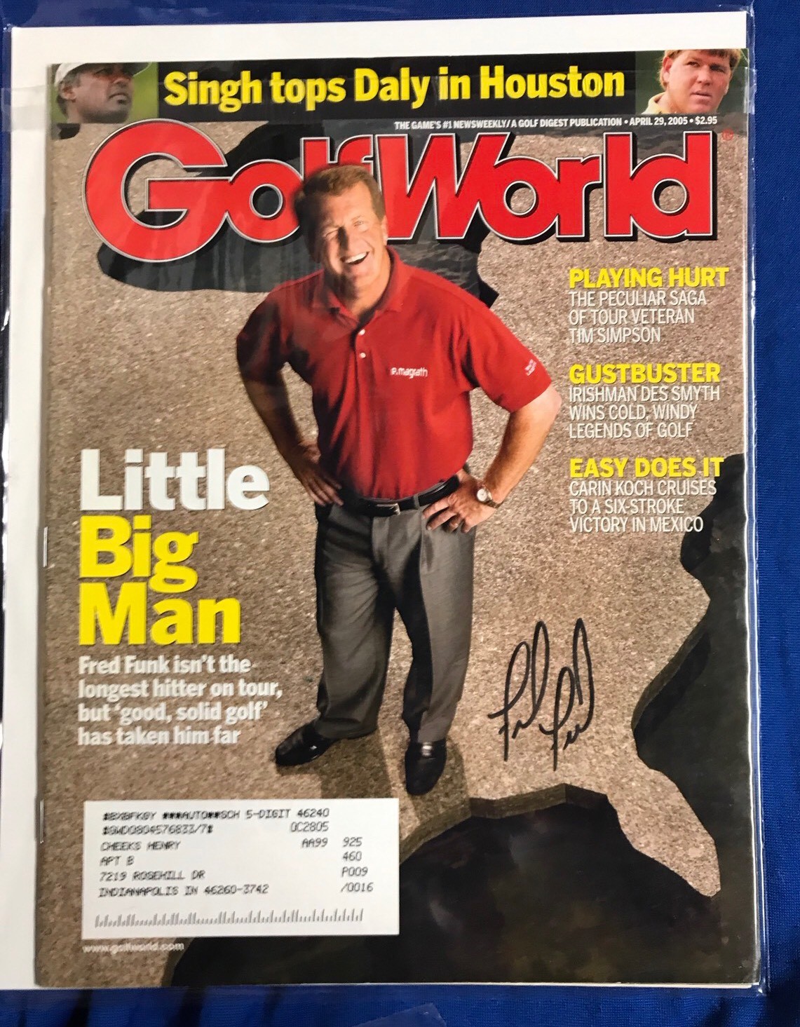 Fred Funk Autographed Magazine Signed PGA Golf Autographed