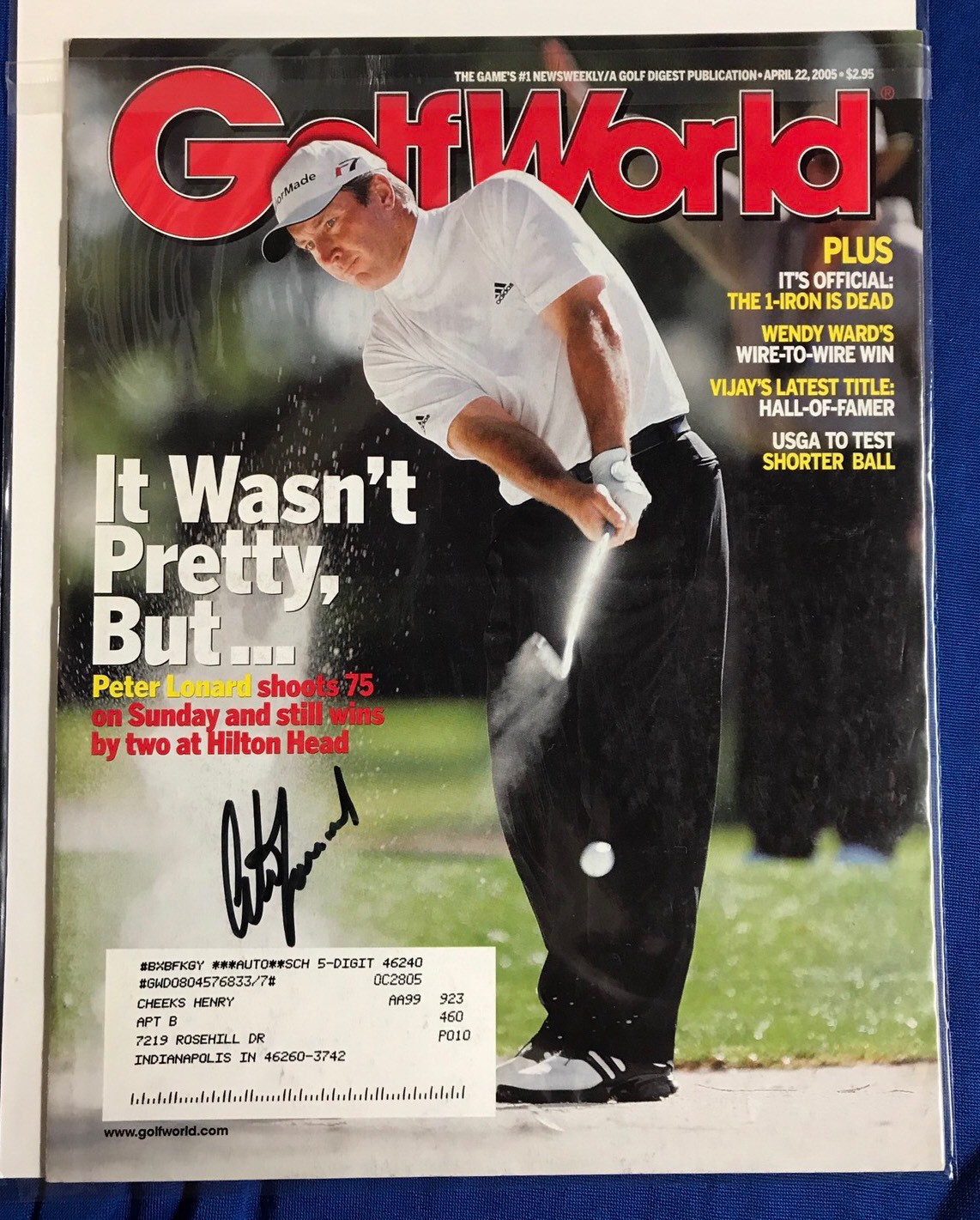 Peter Lonard Autographed Magazine Signed PGA Golf Autographed