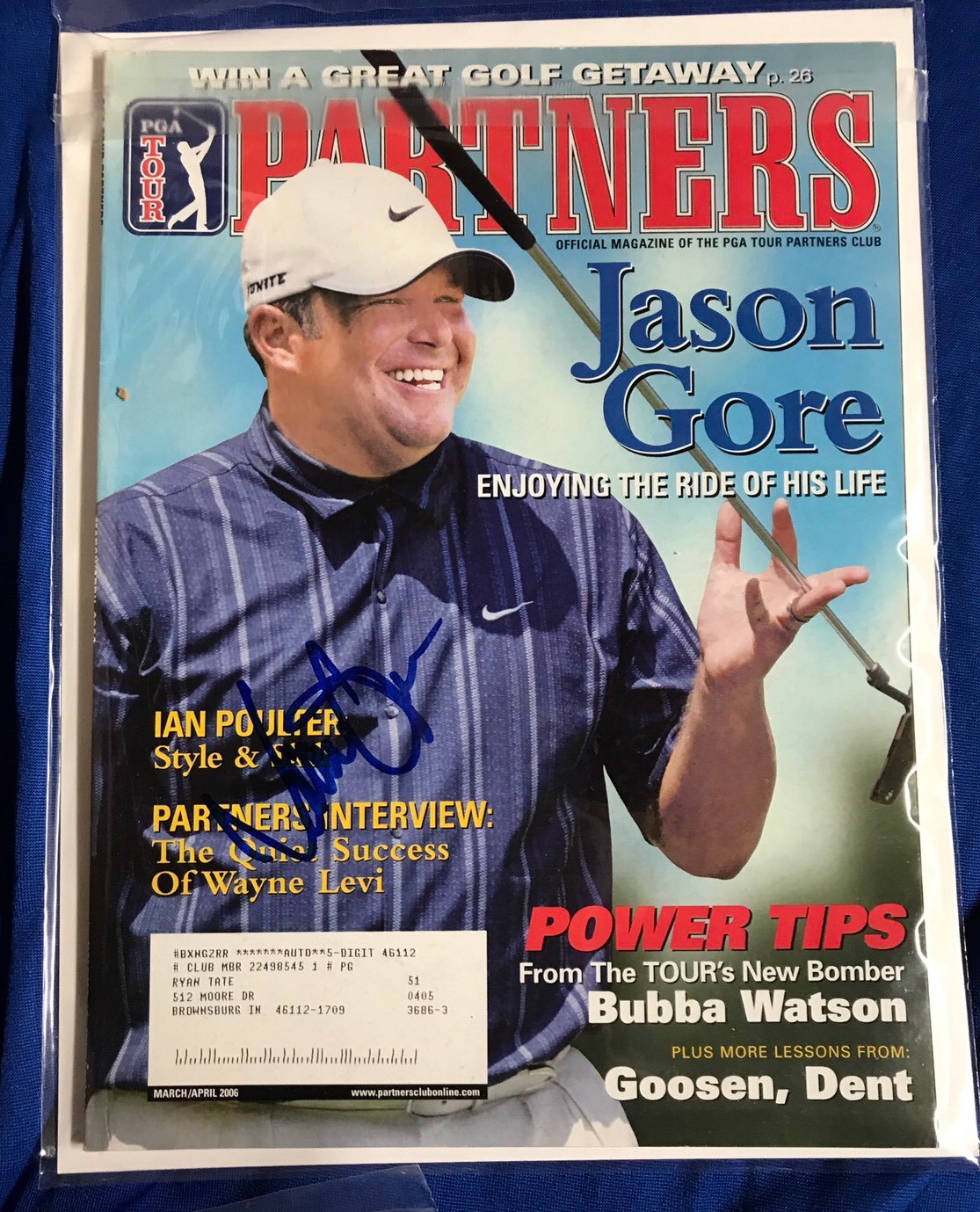 Jason Gore Autographed Magazine Signed PGA Golf Autographed