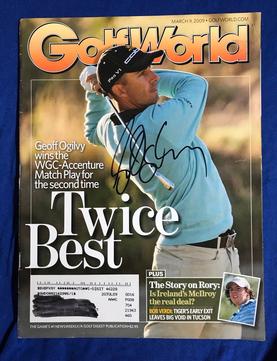 Geoff Ogilvy Autographed Magazine Signed PGA Golf Autographed