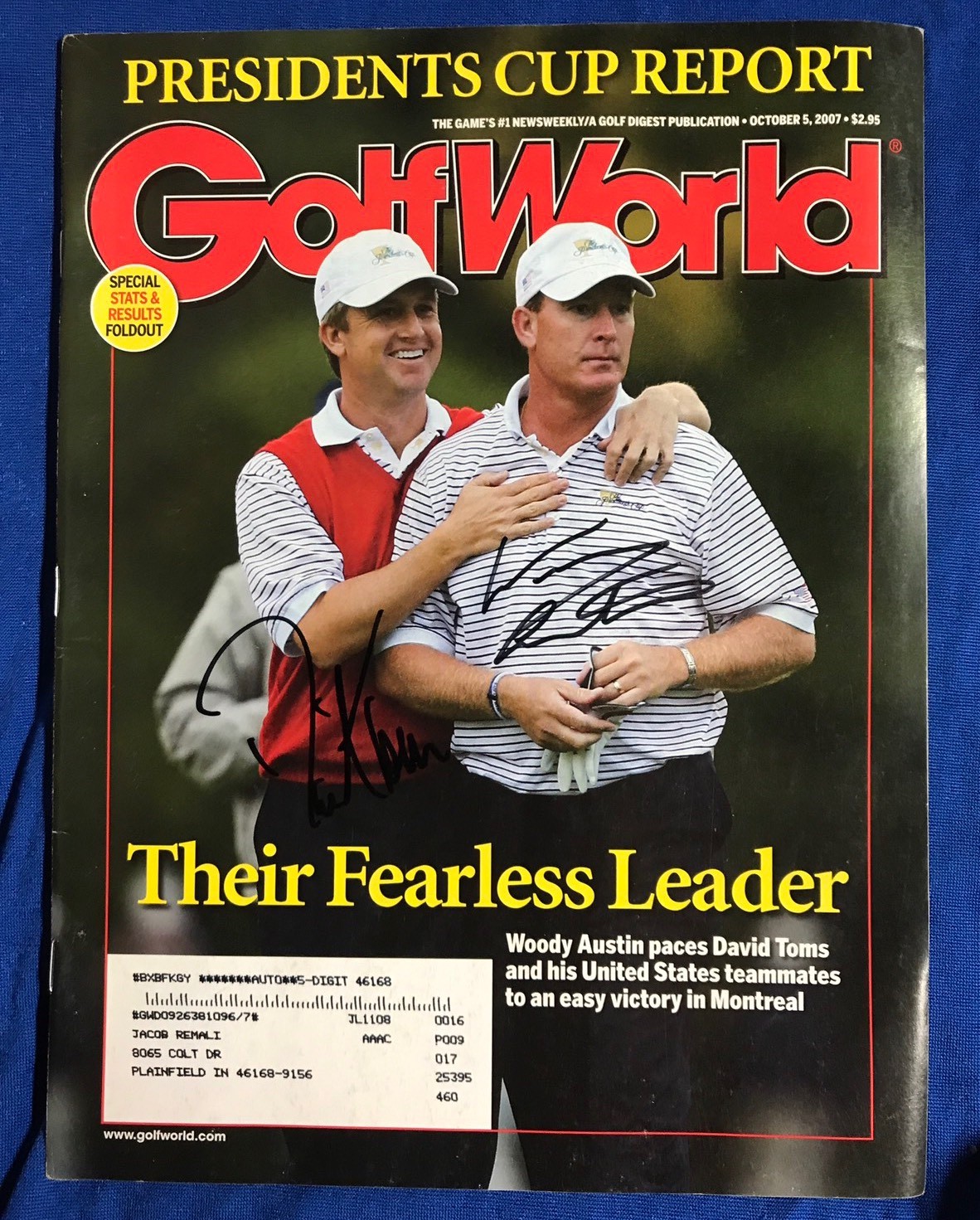 David Toms & Woody Austin Autographed Magazine Signed PGA Golf Autographed