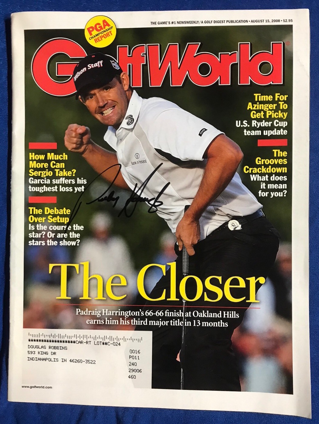 Padraig Harrington Autographed Magazine Signed PGA Golf Autographed