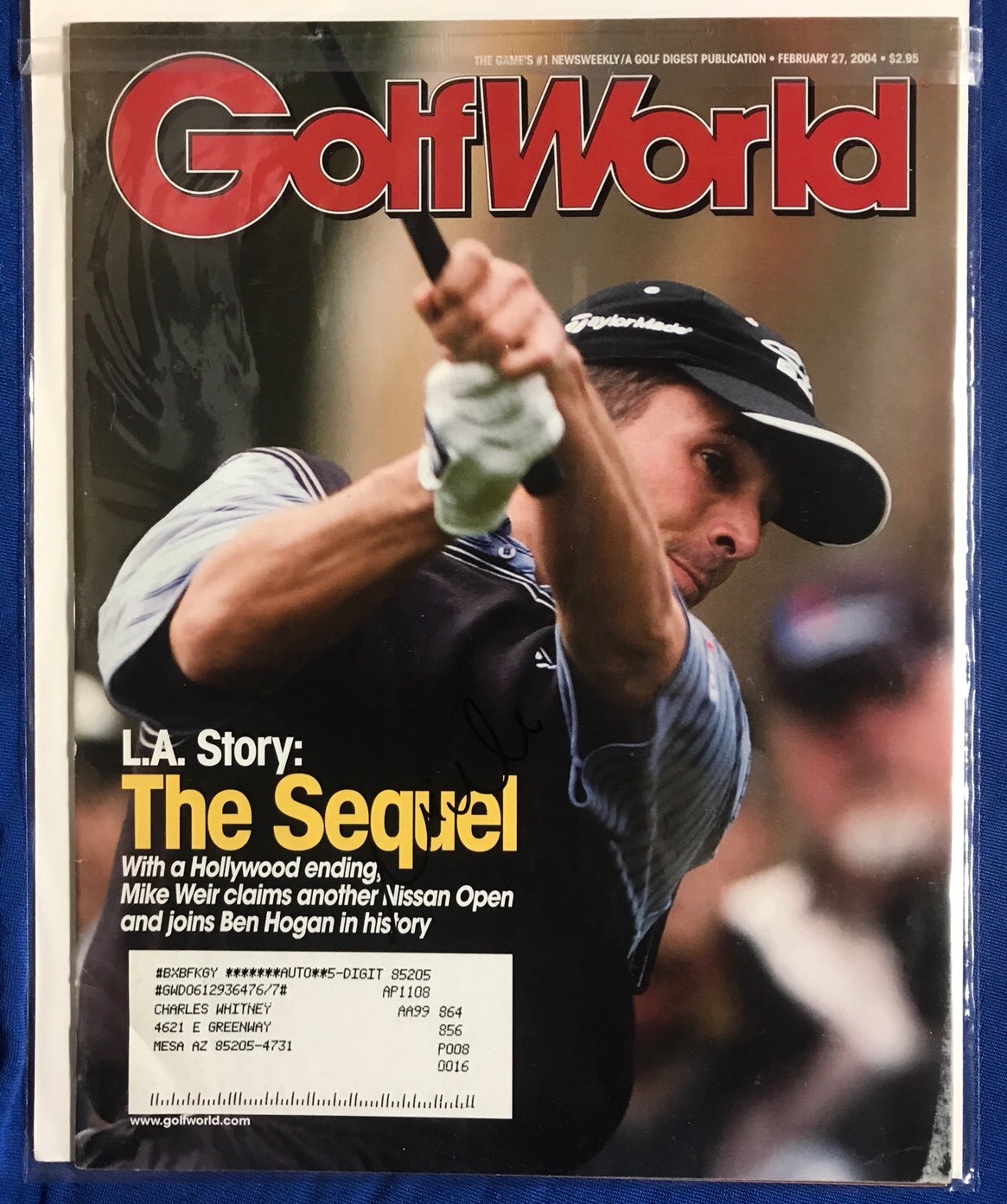 Mike Weir Autographed Magazine Signed PGA Golf Autographed