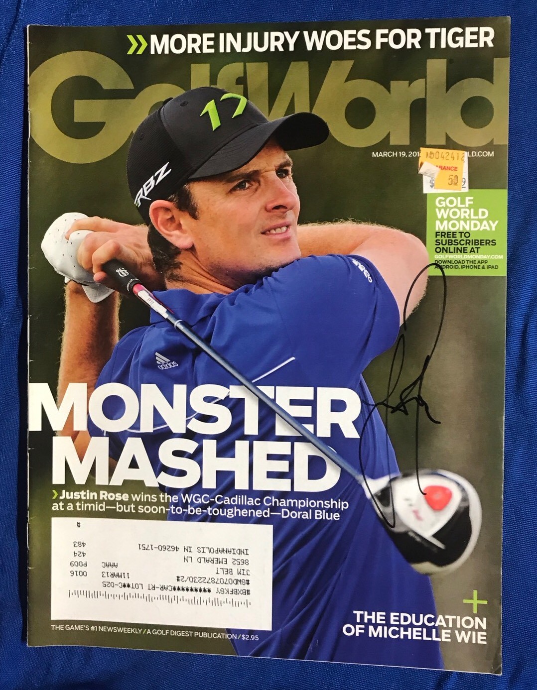 Justin Rose Autographed Magazine Signed PGA Golf Autographed Pricing Sticker