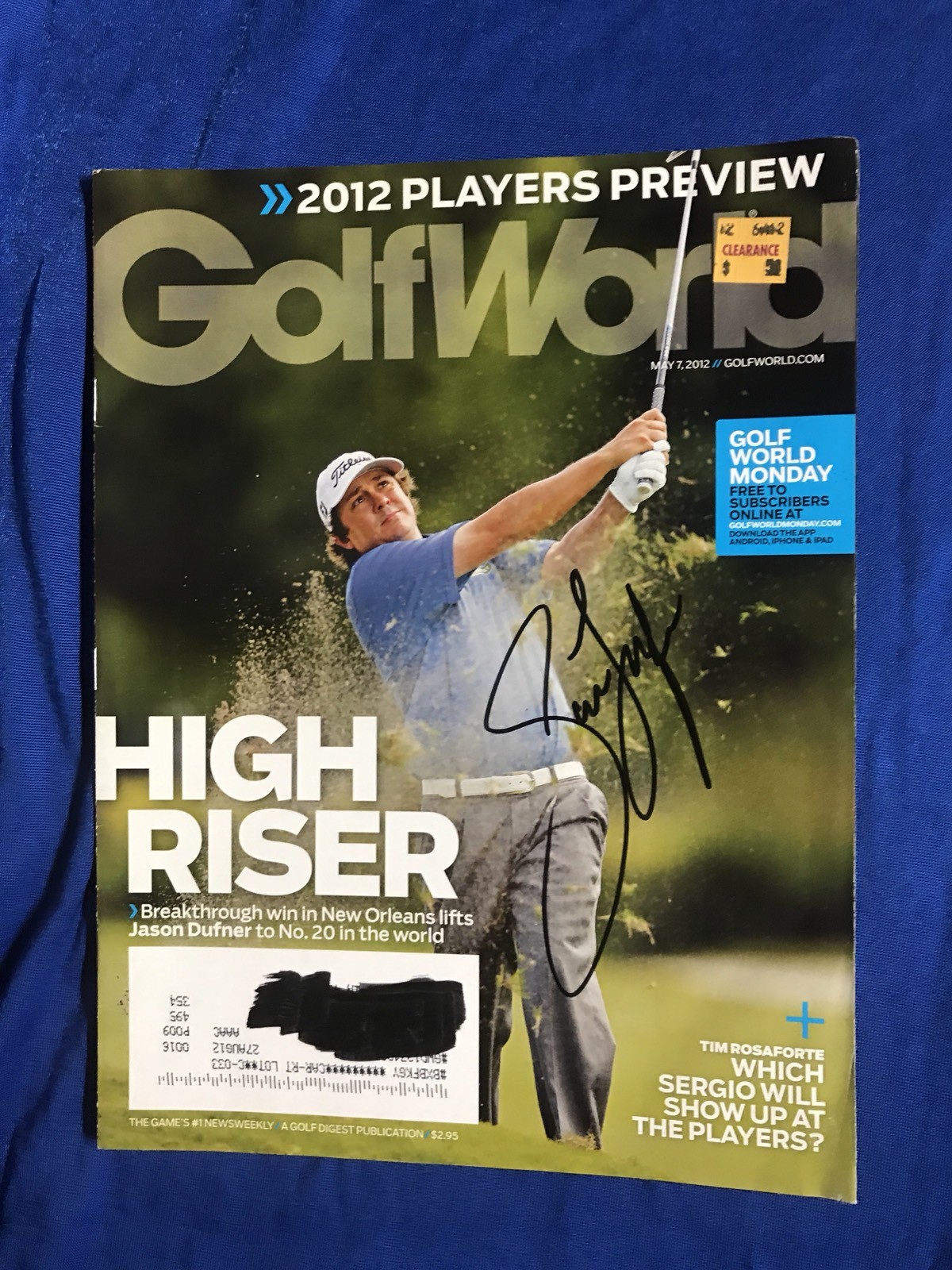 Jason Dufner Magazine Signed PGA Golf Autographed Pricing Sticker