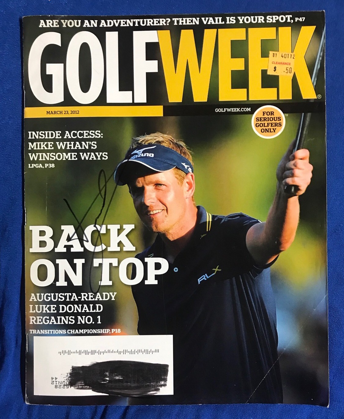 Luke Donald Magazine Signed PGA Golf Autographed Pricing Sticker
