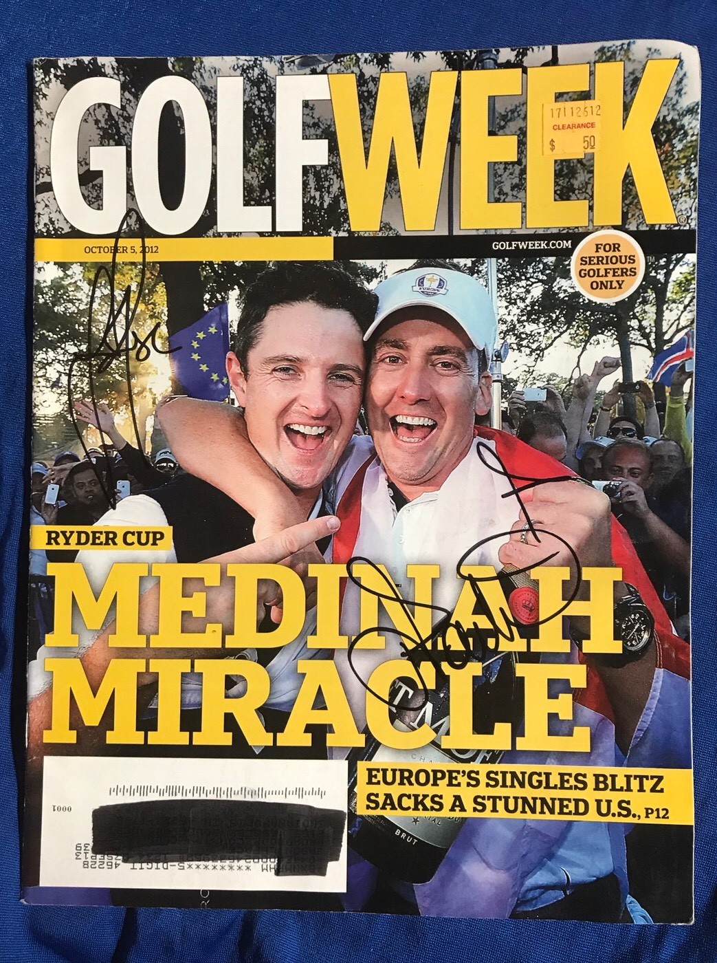 Justin Rose & Ian Poulter Magazine Signed PGA Golf Autographed Pricing Sticker