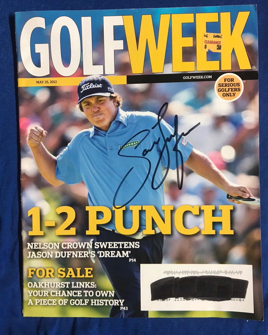 Jason Dufner Magazine Signed PGA Golf Autographed Pricing Sticker