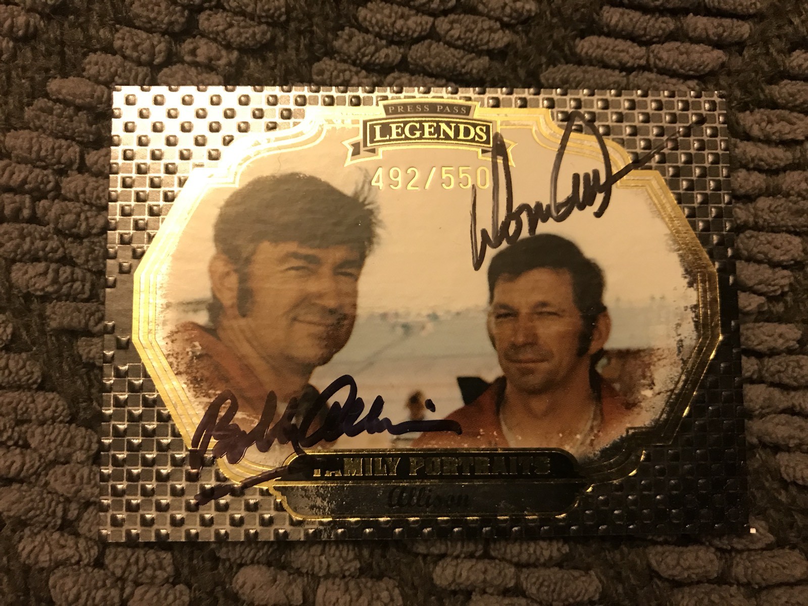 Signed Card Indy 500 Indianapolis Bobby Donnie Allison Nascar Press Pass Legends