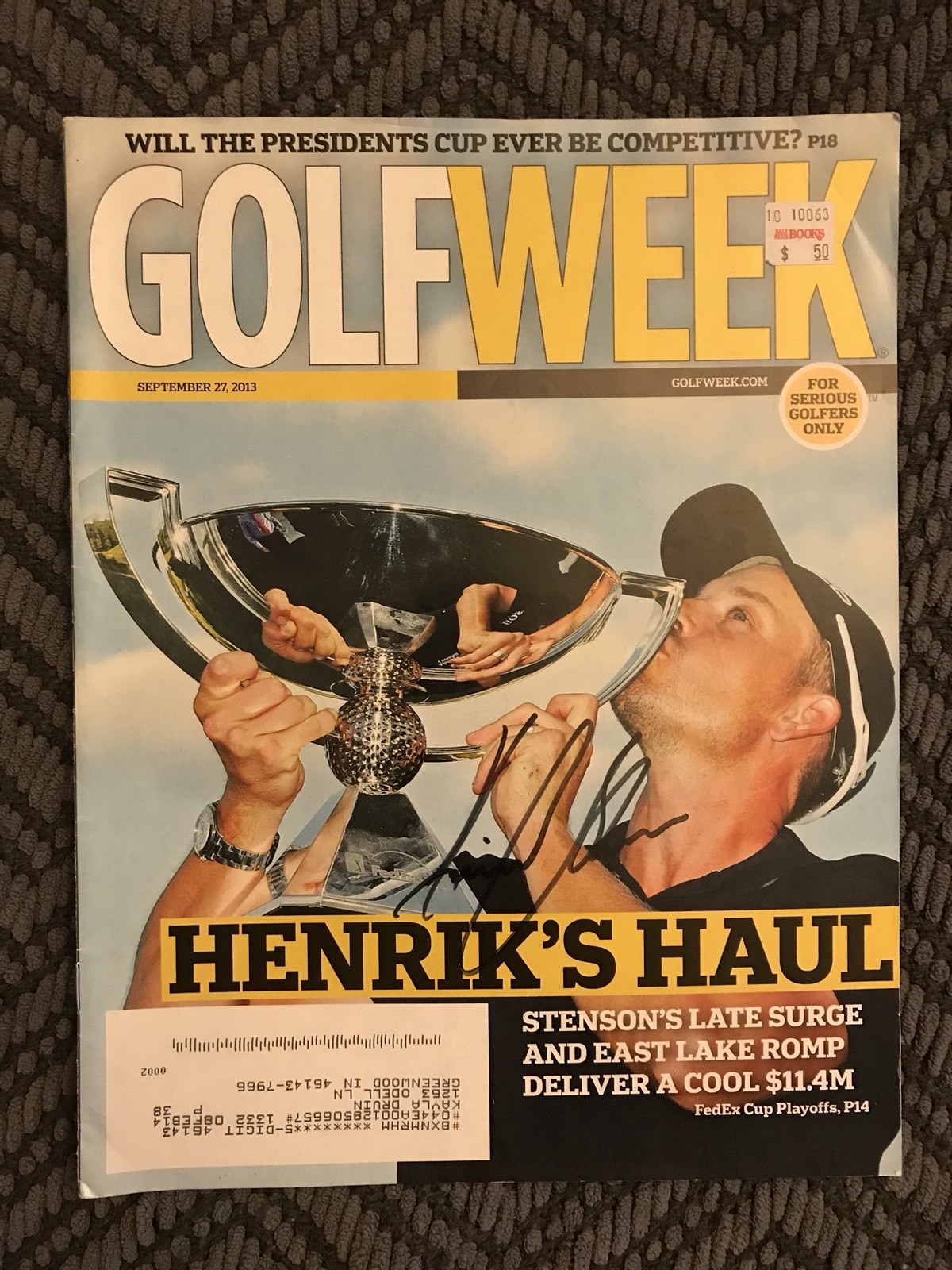 Henrik Stenson Autographed Magazine Signed PGA Golf Autographed