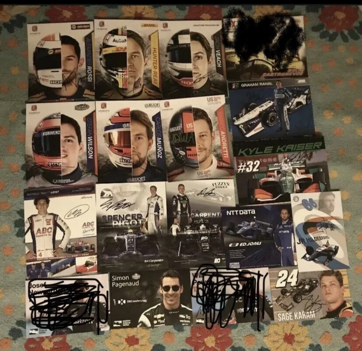 20 INDY 500 LOT SIGNED PROMO CARDS 2018 MARCO ANDRETTI TK GRAHAM RAHAL ROSSI COLLECTIBLE MEMORABILIA