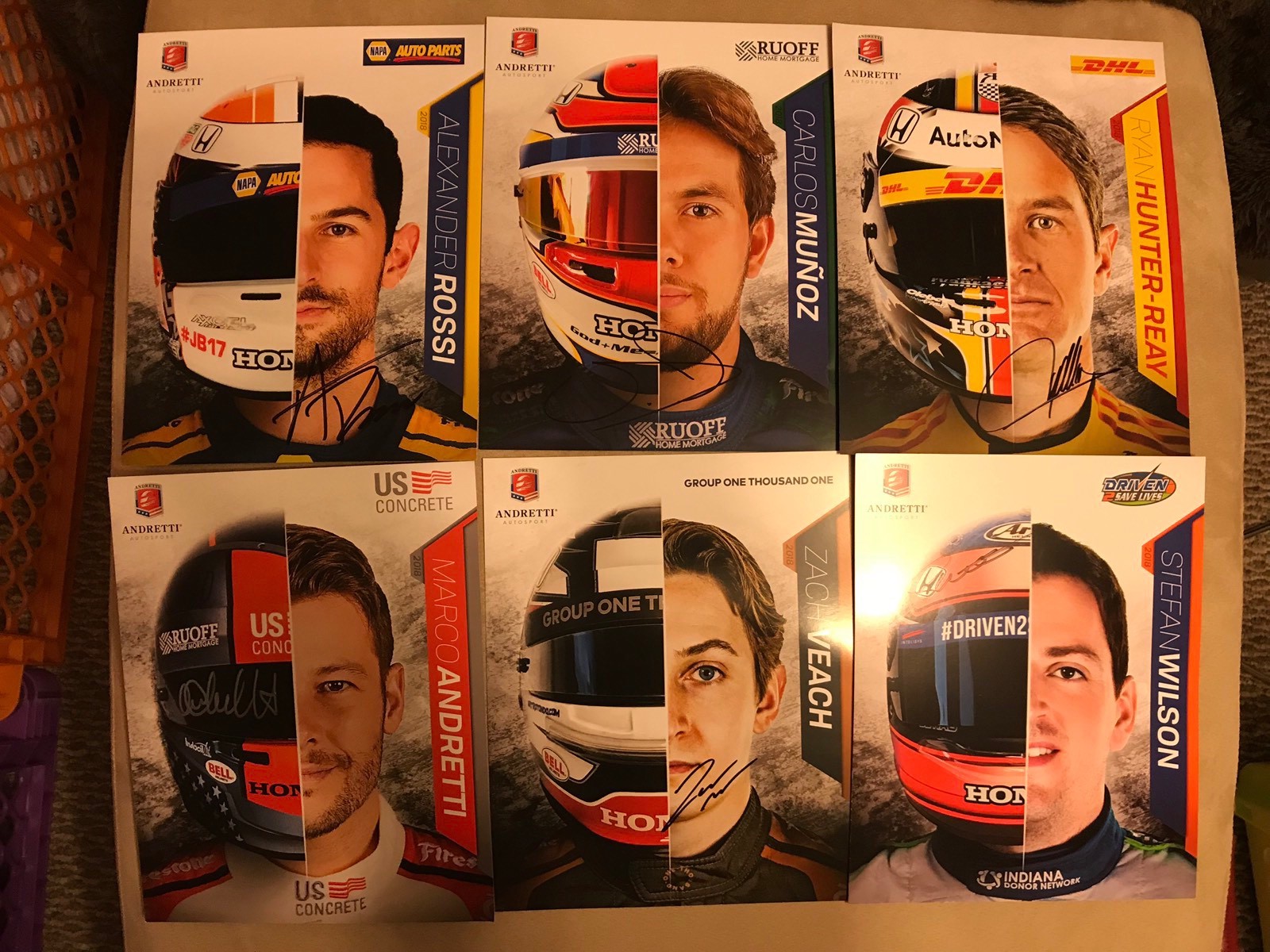 Indy 500 Lot Andretti Promo Cards Signed Marco Rossi RHR Stefan W Carlos Munoz