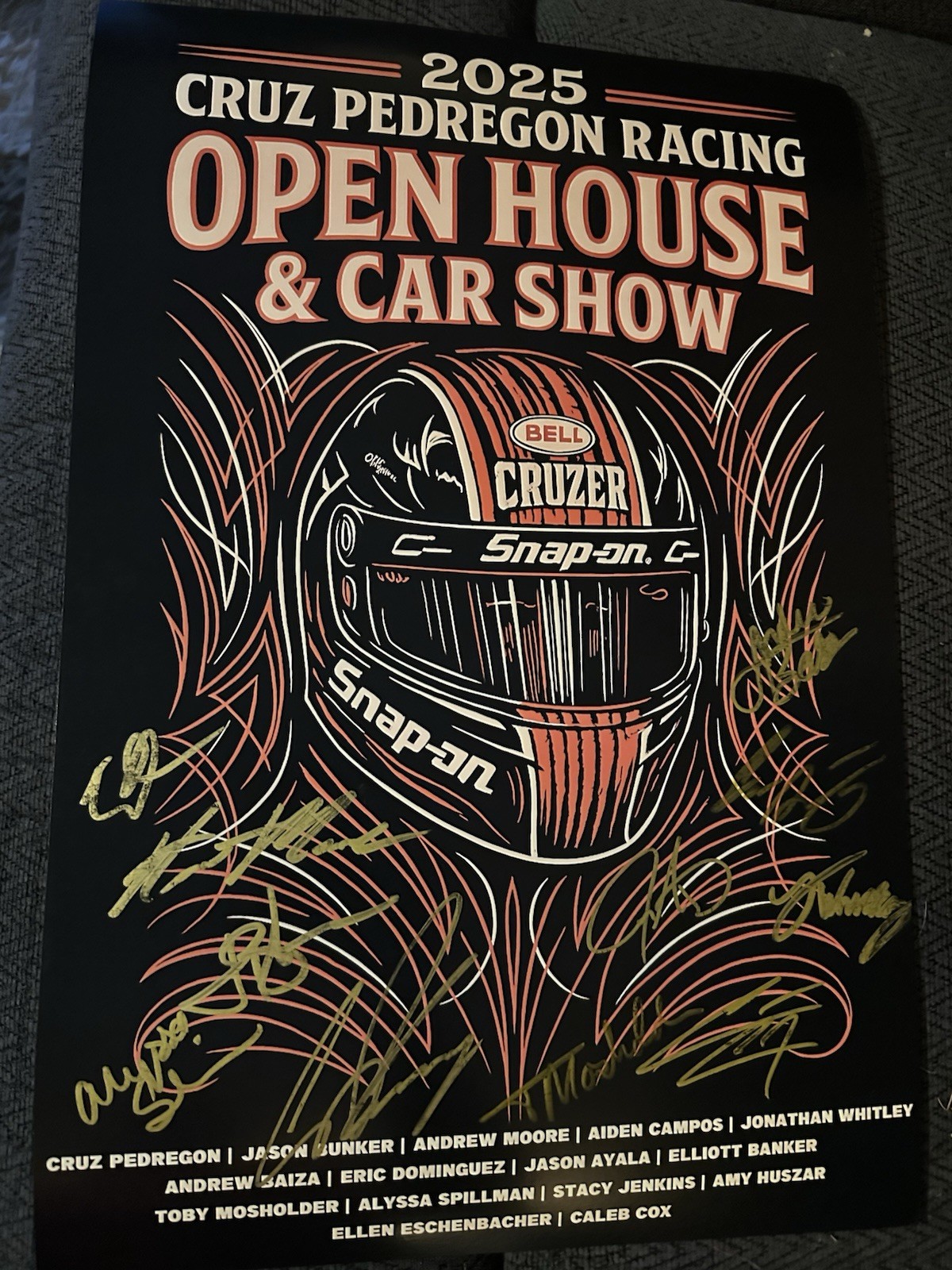 NHRA Funny Car Cruz Pedregon & Crew Signed Poster Autographed 2025 US Nationals
