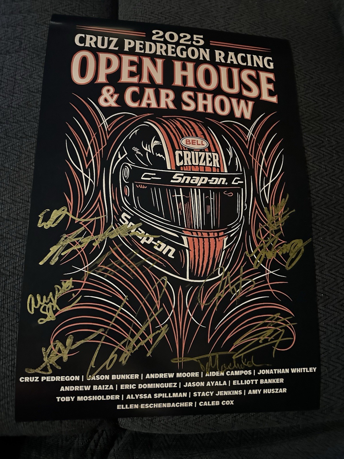 NHRA Funny Car Cruz Pedregon & Crew Signed Poster Autographed 2025 US Nationals