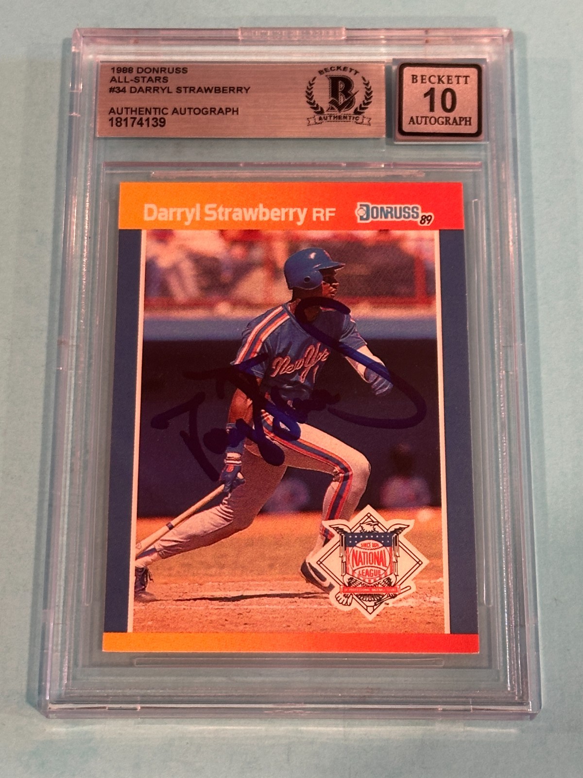DARRYL STRAWBERRY Signed 1988 DONRUSS ALL-STARS Card #34 Beckett BAS AUTO 10