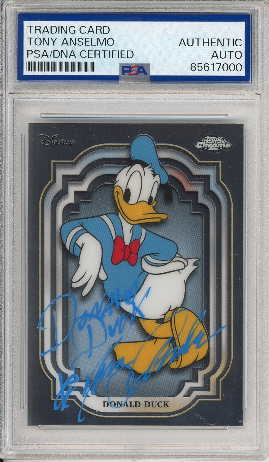 2024 TOPPS CHROME DISNEY DONALD DUCK SIGNED CARD TONY ANSELMO PSA DNA COA RARE!