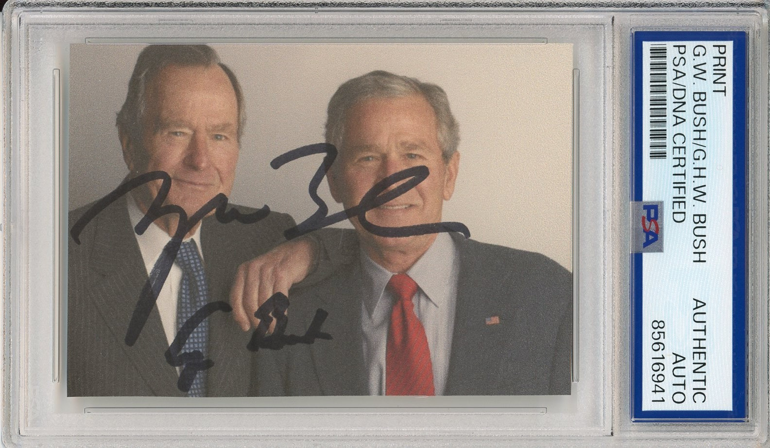 DUAL SIGNED by TWO President George W & HW Bush Picture PSA DNA COA Autograph