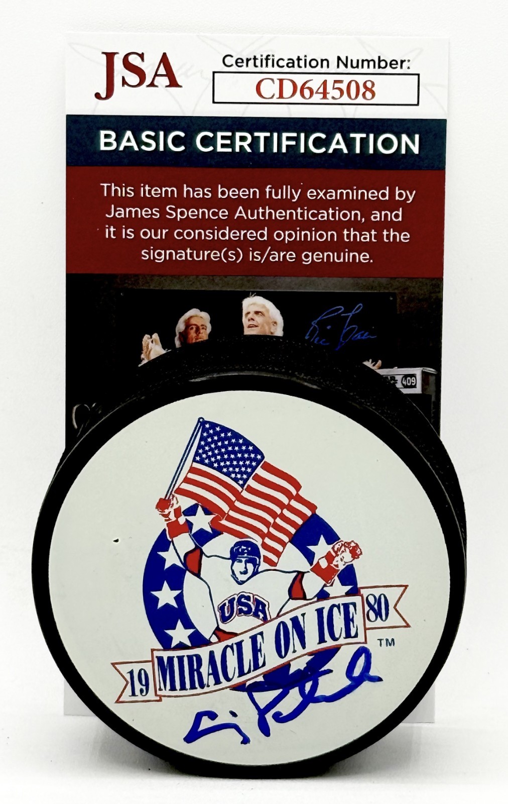Craig Patrick Team USA signed 1980 Miracle On Ice Puck autographed JSA COA