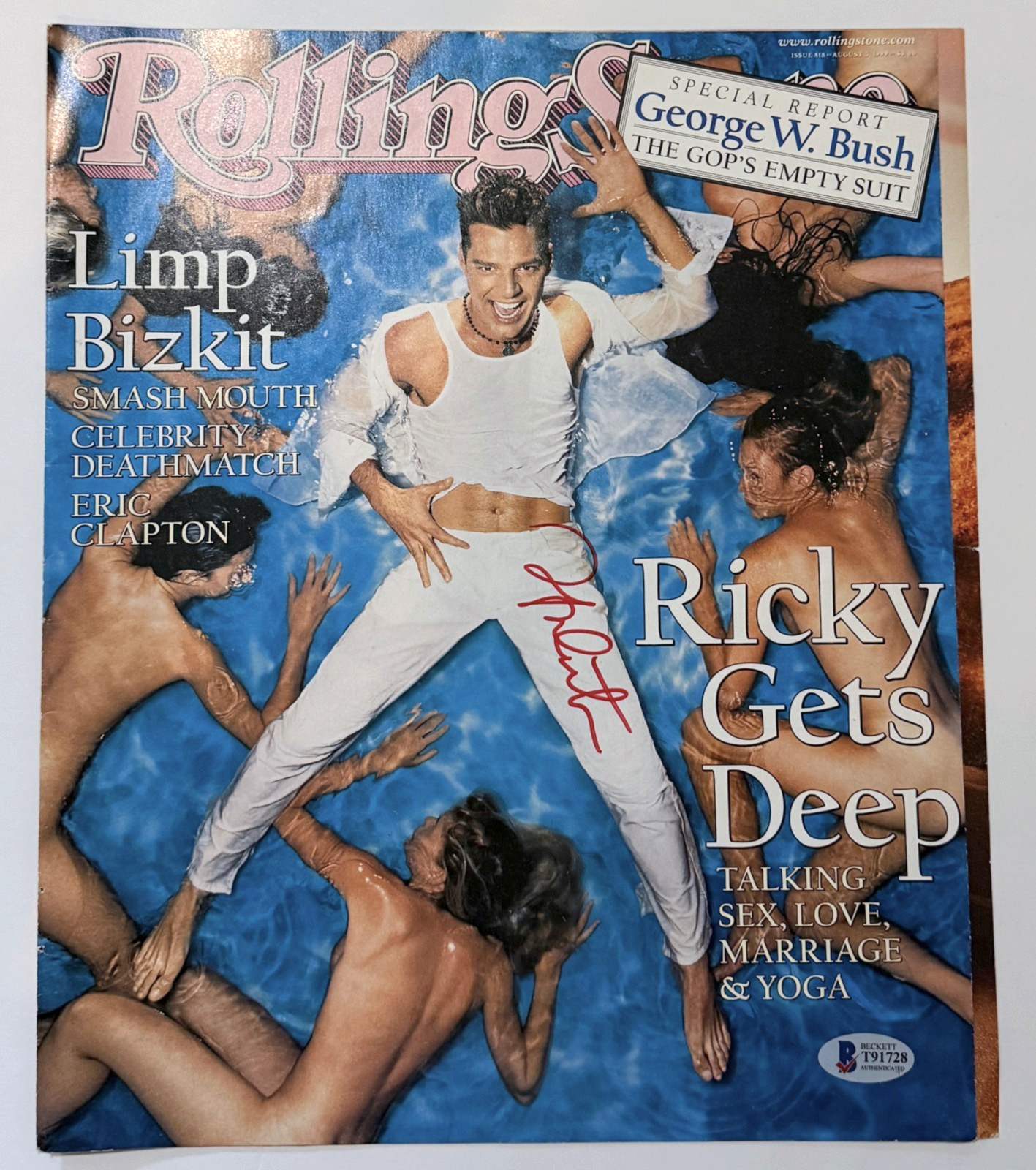 Ricky Martin singer REAL hand SIGNED Rolling Stone cover BAS COA Autographed