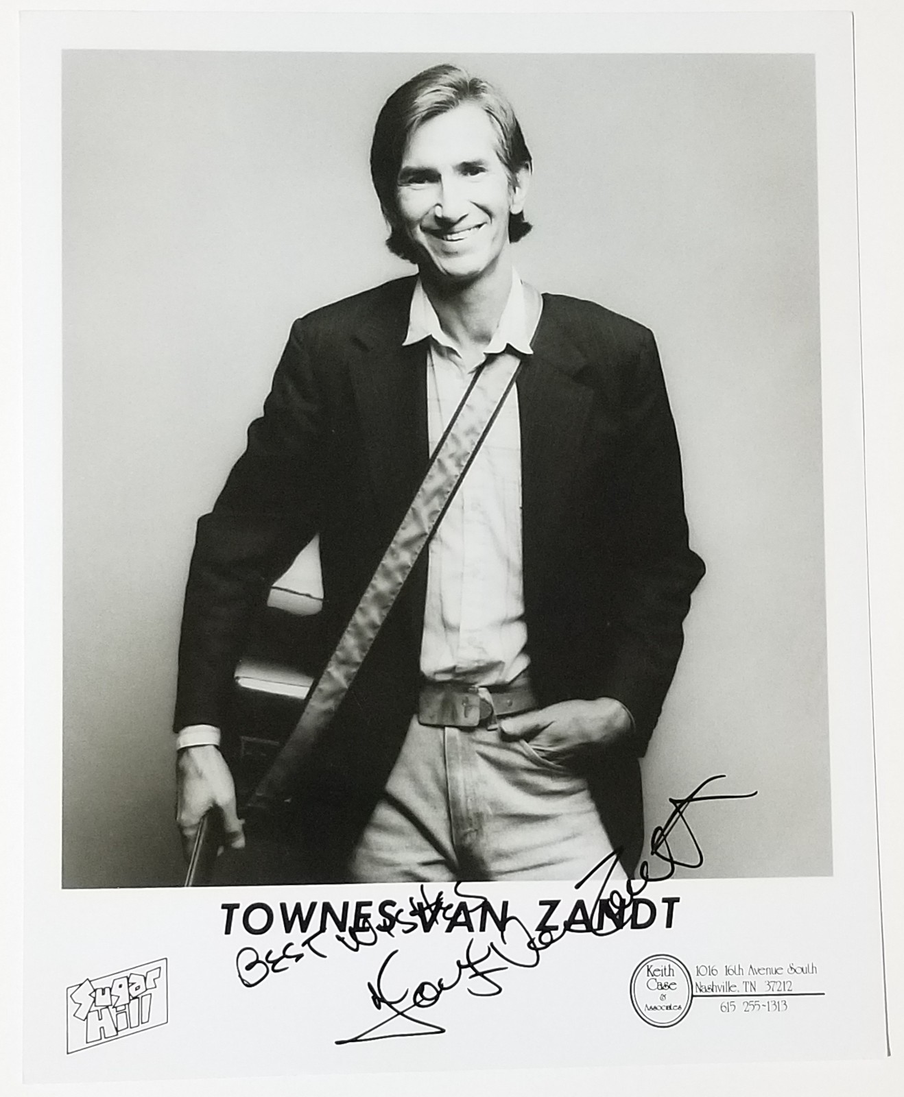 Townes Van Zandt REAL SIGNED Vintage Promo Photo JSA LOA Autograph Pancho Lefty