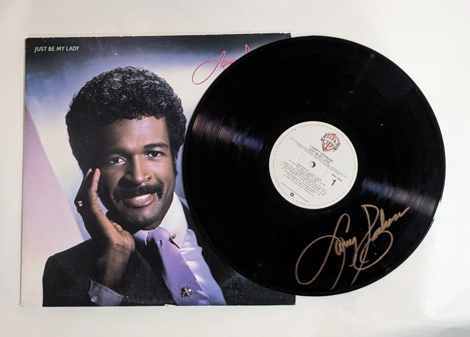 Larry Graham SIGNED Just Be My Lady Record Vinyl COA Autographed Sly Family