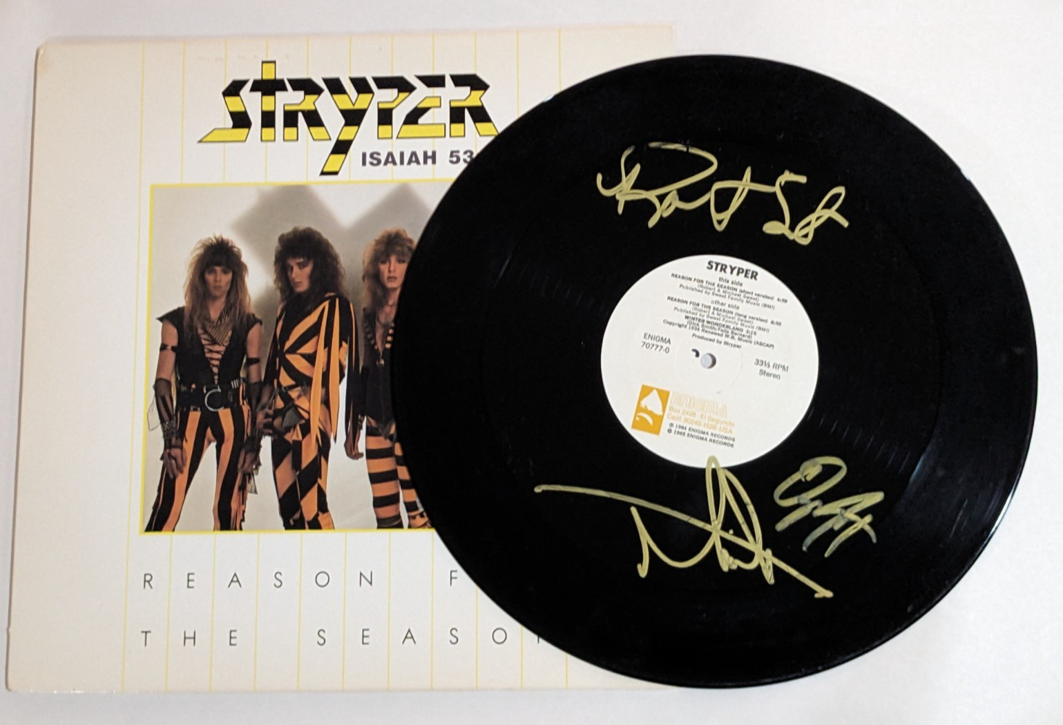Stryper REAL hand SIGNED Reason For The Season Vinyl Record COA Autographed by 3