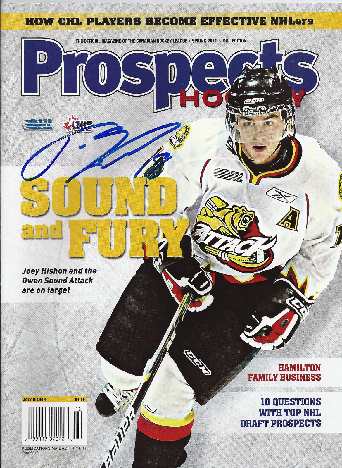 Joey HISHON Signed PROSPECTS Magazine AVALANCHE