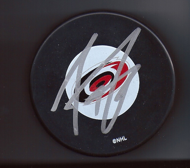 Austin LEVI Signed CAROLINA HURRICANES Puck