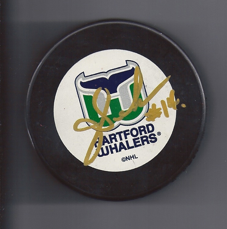 Jim SANDLAK Signed HARTFORD WHALERS Puck