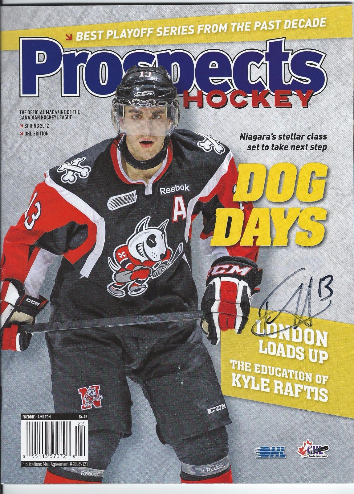 Freddie HAMILTON Signed PROSPECTS Magazine ICE DOGS Sharks