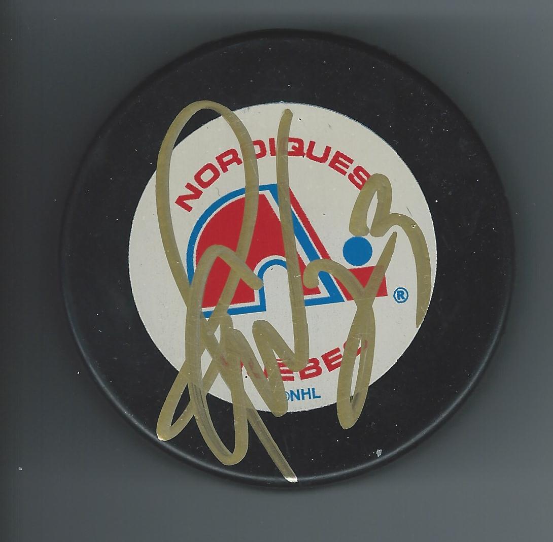 Martin GELINAS Signed QUEBEC NORDIQUES Puck