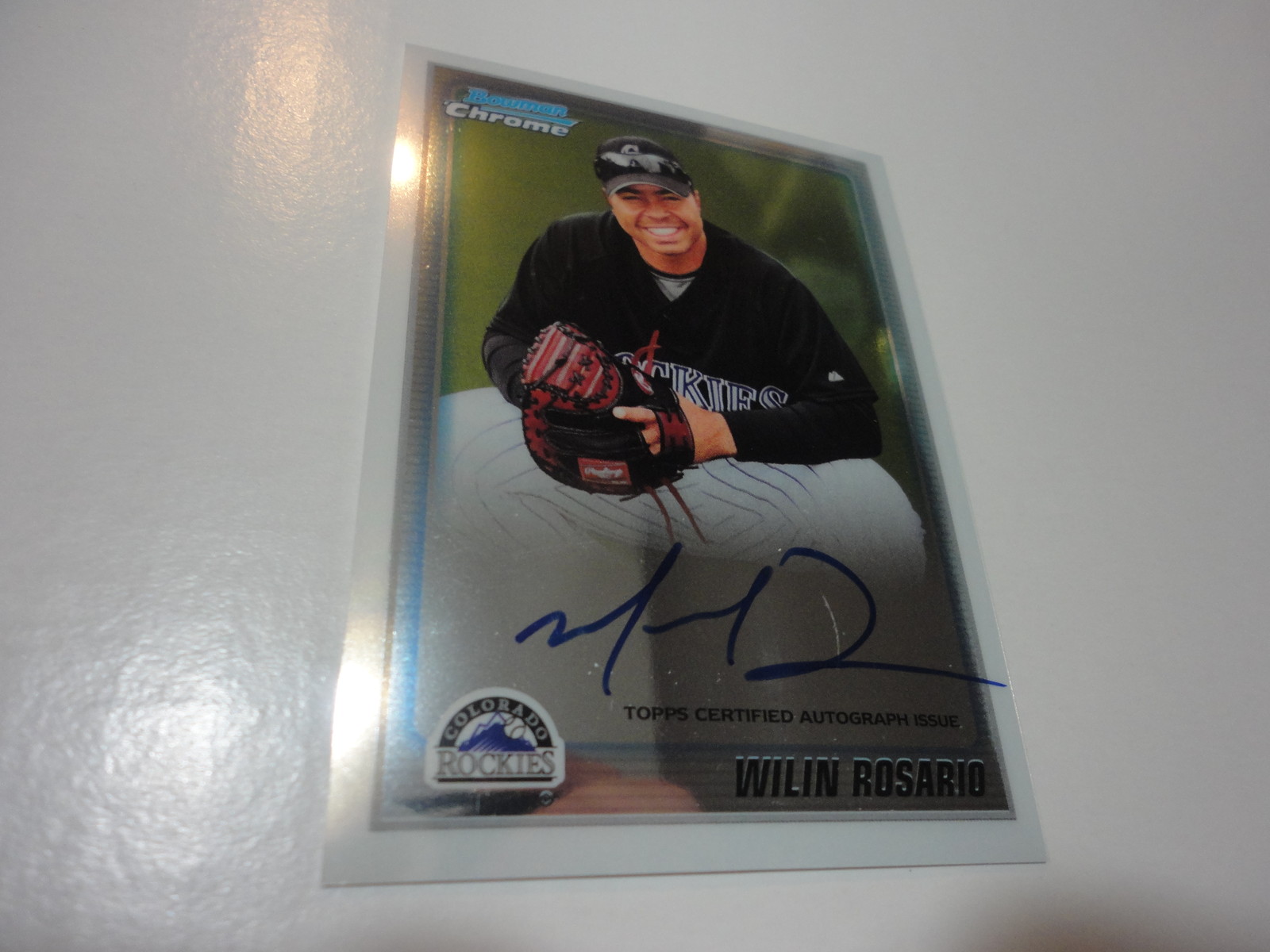 WILIN ROSARIO COLORADO ROCKIES 2010 BOWMAN CHROME DP RC AUTOGRAPHED SIGNED CARD COLLECTIBLE MEMORABILIA