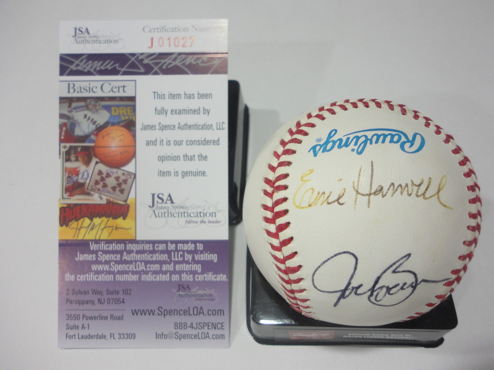 ERNIE HARWELL JOE BOEVER JOSE LIMA TIGERS SIGNED A.L. BASEBALL JSA COA #J01027
