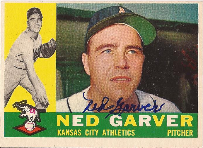 NED GARVER KANSAS CITY ATHLETICS SIGNED AUTOGRAPHED 1960 TOPPS CARD #471 W/COA