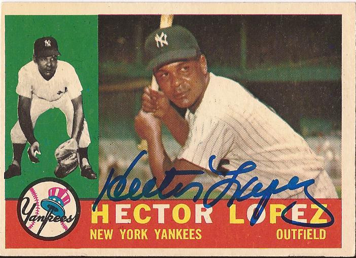 HECTOR LOPEZ NEW YORK YANKEES SIGNED AUTOGRAPHED 1960 TOPPS CARD #163 W/COA