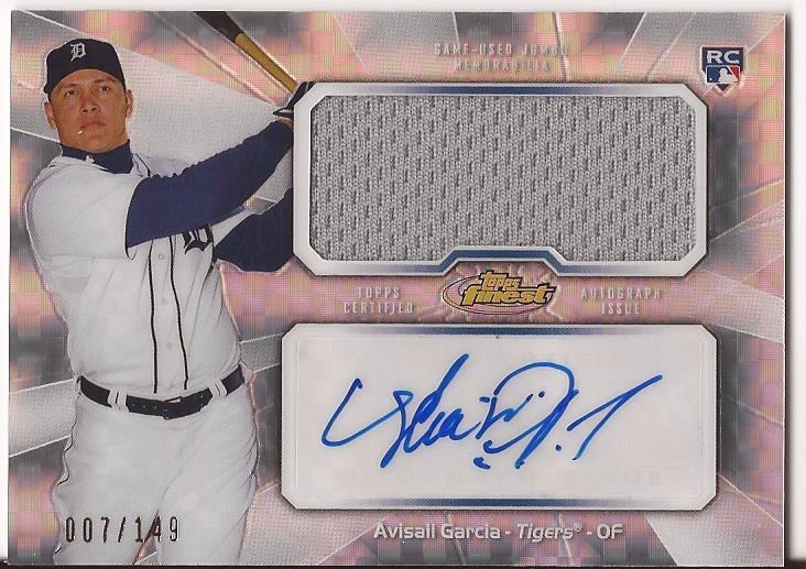 AVISALL GARCIA TIGERS 2013 TOPPS FINEST XFRACTOR JERSEY AUTOGRAPHED CARD 7/149