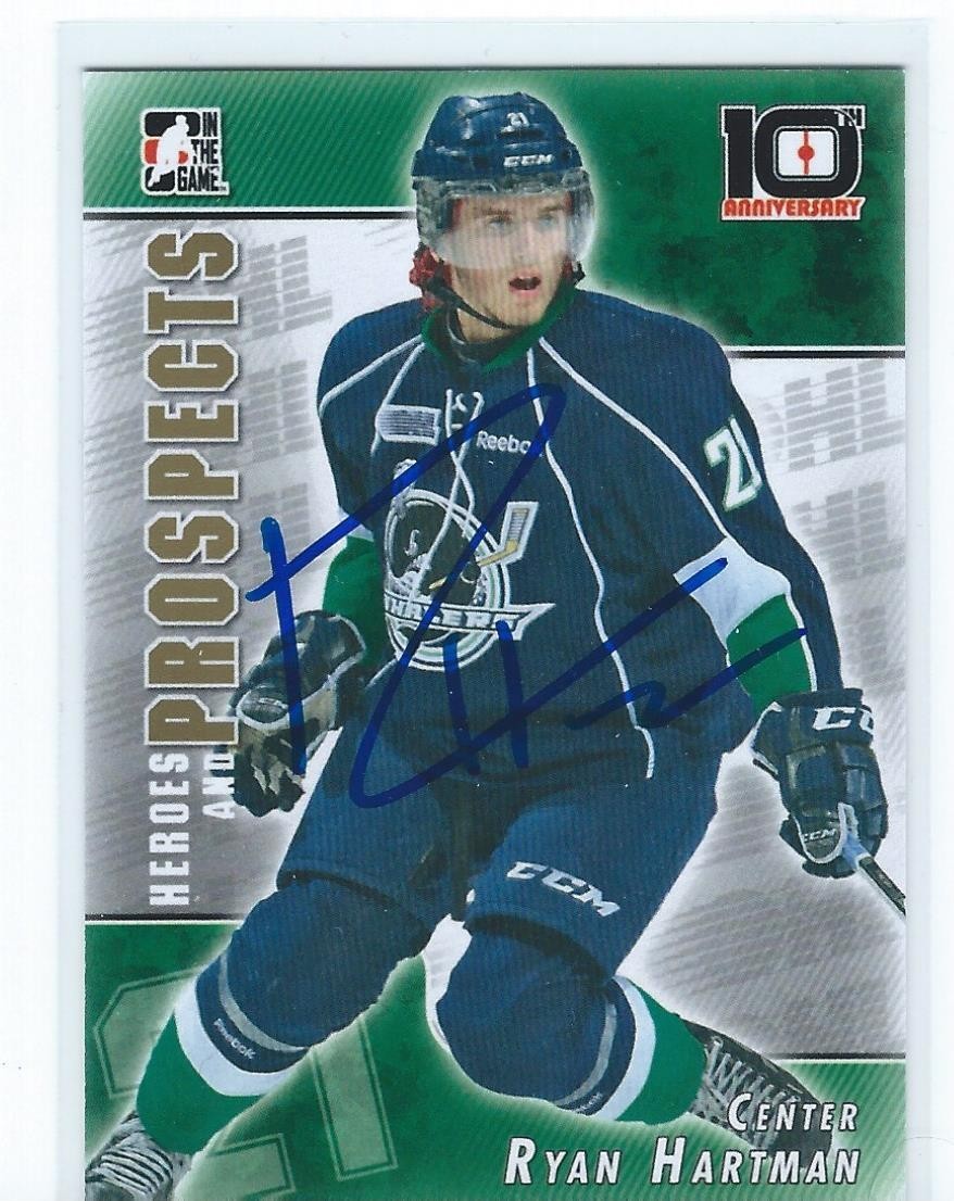 Ryan HARTMAN Signed 2013/14 Heroes and Prospects 10th Anniversary Card Whalers