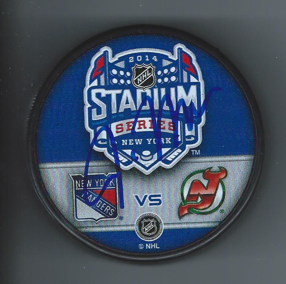 John Moore Signed New York Rangers 2014 STADIUM SERIES Puck