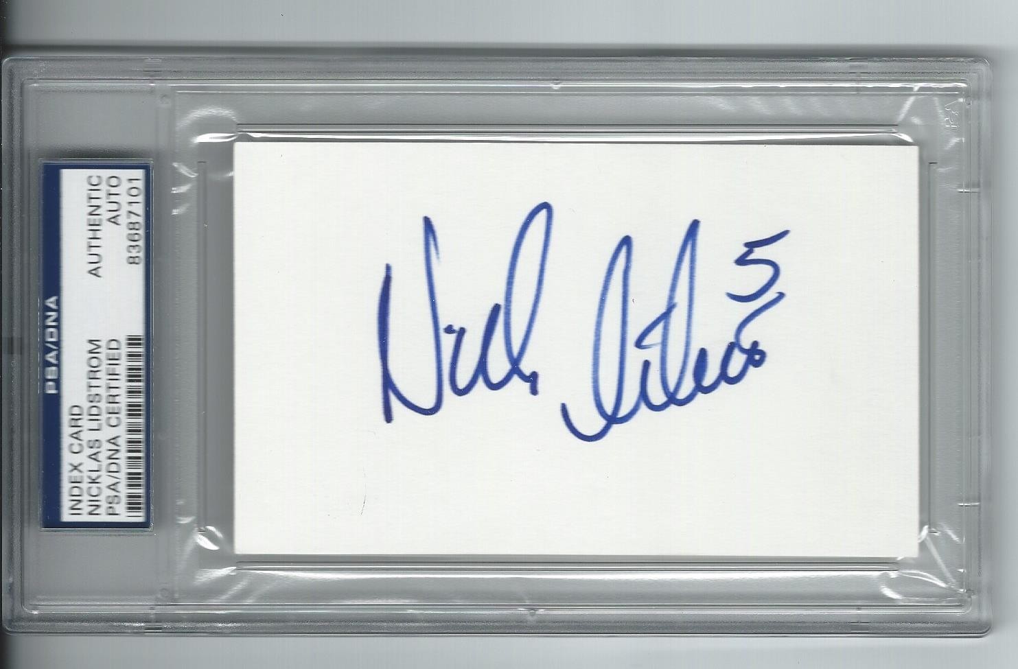 NICKLAS LIDSTROM DETROIT RED WINGS SIGNED INDEX CARD AUTOGRAPH PSA/DNA 83687101