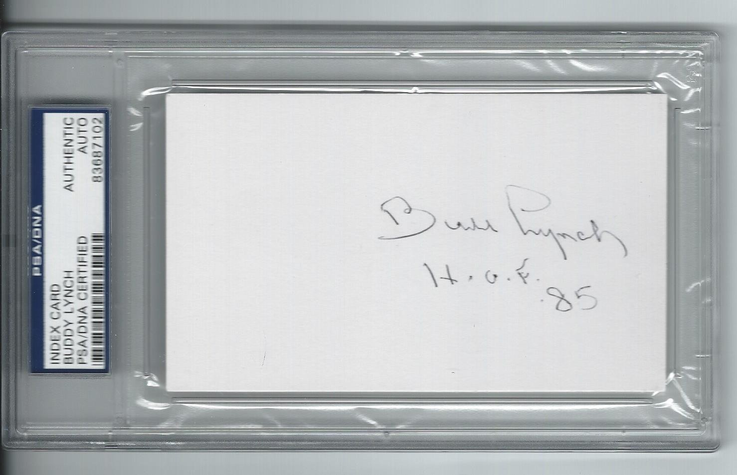 BUDD LYNCH DETROIT RED WINGS SIGNED INDEX CARD AUTOGRAPH PSA/DNA 83687102