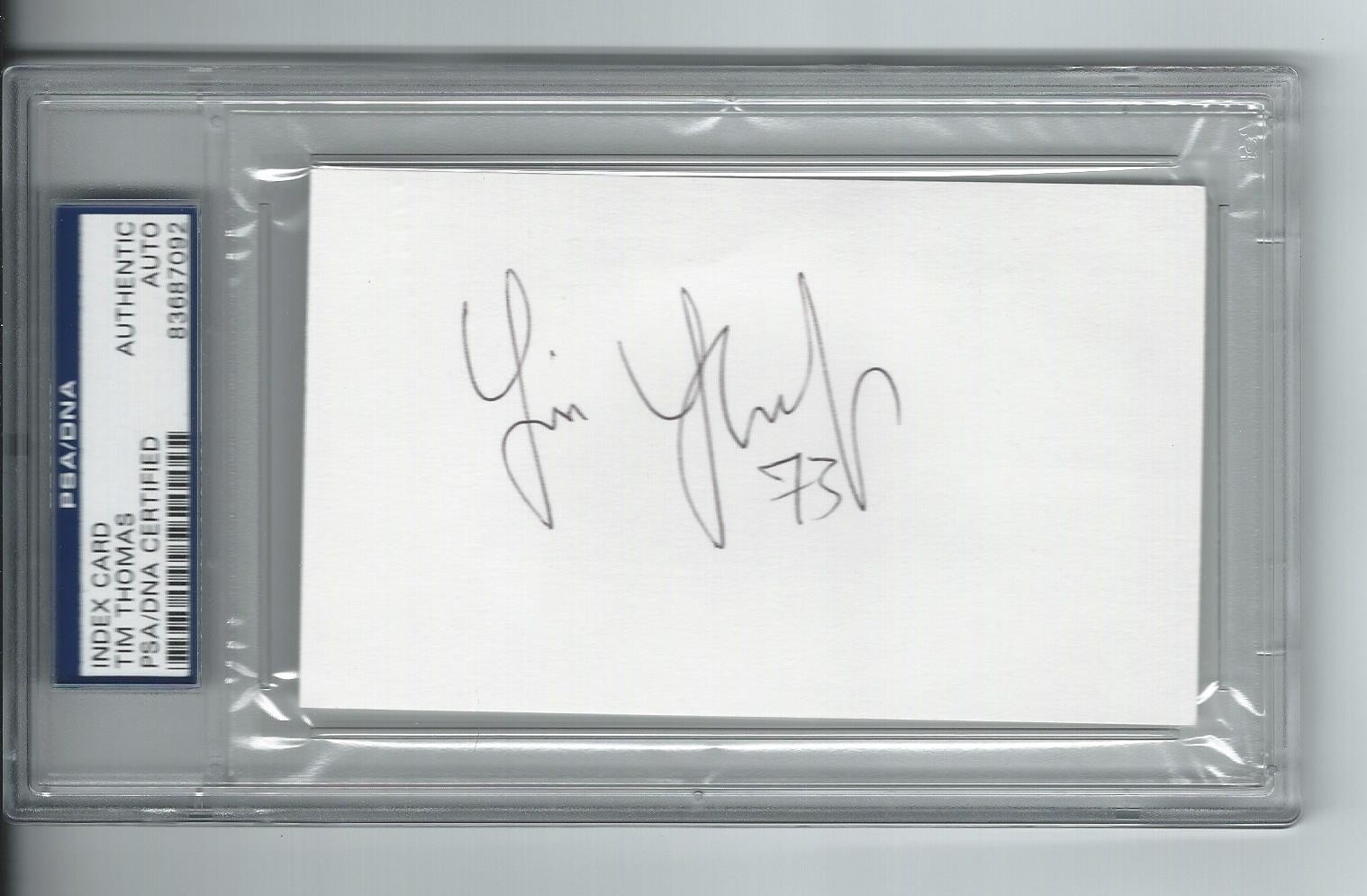 TIM THOMAS BOSTON BRUINS SIGNED INDEX CARD FULL AUTOGRAPH PSA/DNA 83687092