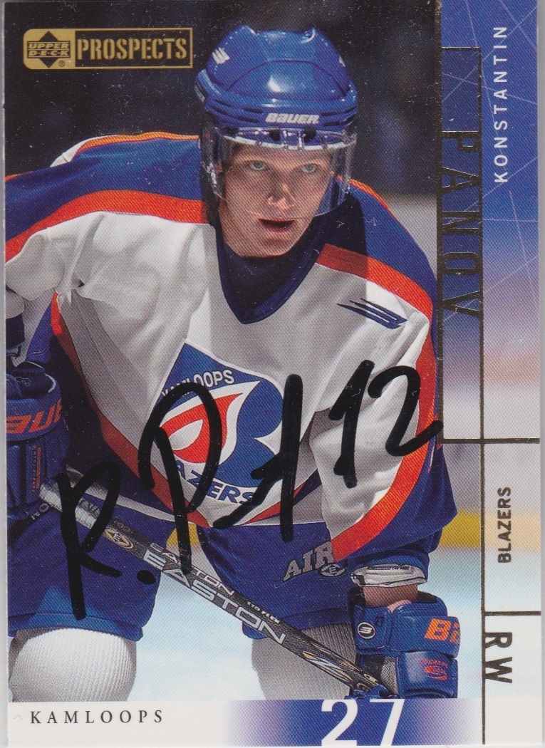 Konstantin Panov Signed 2000-01 Upper Deck UD Prospects Card #69 Kamloops Blazer